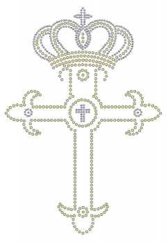 Cross with Crown Rhinestone Transfer