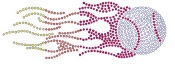 Baseball with Flames Rhinestone window decal