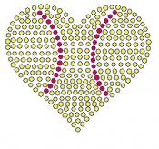 Softball Heart Rhinestone window decal