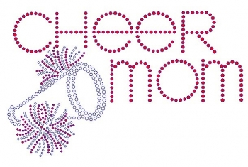 Cheer Mom with Pom Poms and Megaphone Rhinestone Transfer Decal