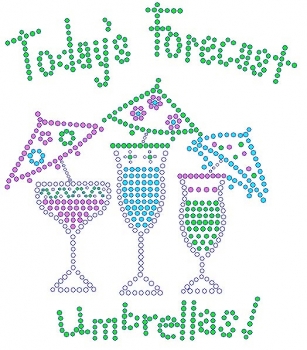 Todays Forecast Umbrallas Time Rhinestone Transfer