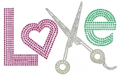 Love Scissors rhinestone transfers