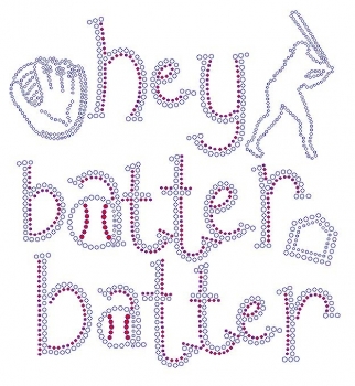 Hey Batter Batter Baseball Rhinestone Transfer