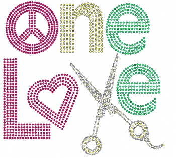 One Love Scissors rhinestone transfers