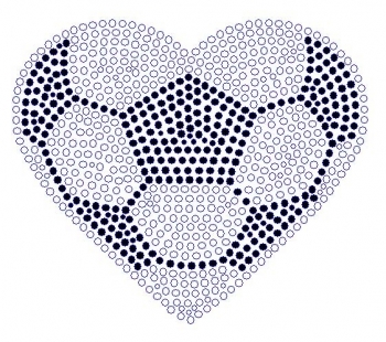 Soccer Heart Large Rhinestone Transfer