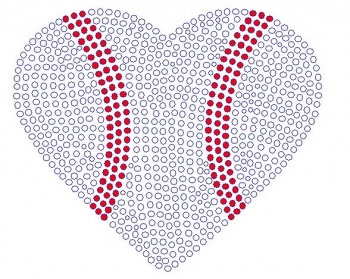 Baseball Heart Large rhinestone transfer