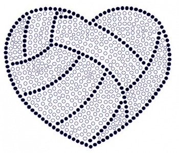 Volleyball Heart Large Rhinestone Transfer