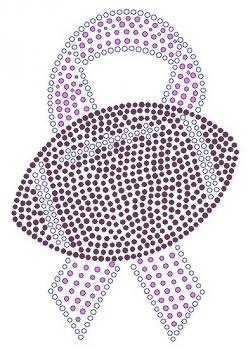 Large Cancer Ribbon with Football Rhinestone Transfer
