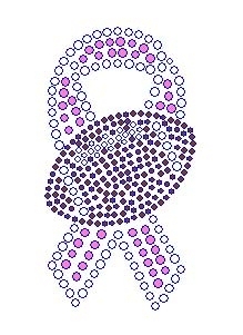 Small Cancer Ribbon with Football Rhinestone Transfer