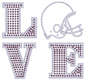 Love with Football Helmet Rhinestone Transfer