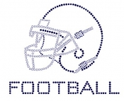 Helmet With Football Rhinestone Transfer