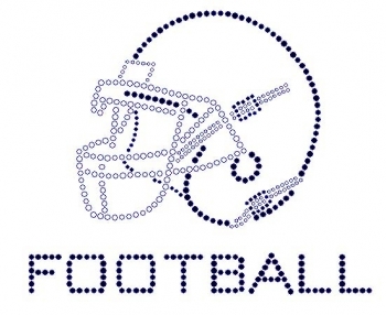 Helmet With Football Rhinestone Transfer
