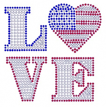 Love USA Rhinestone Transfer