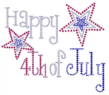 Happy 4th of July with Stars Rhinestone Transfer