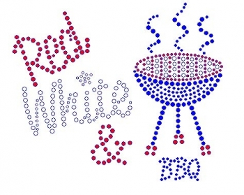 Red White and BBQ Rhinestone Transfer