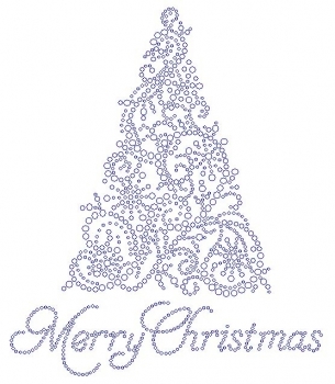 Merry Christmas with Tree Rhinestone Transfer
