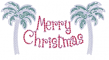 Palm Tree Merry Christmas Rhinestone Transfer