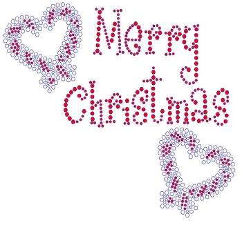 Merry Christmas Candy Cane Heart rhinestone transfers
