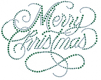 Merry Christmas emerald Rhinestone Transfer