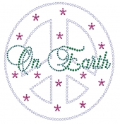 Peace On Earth rhinestone transfers large