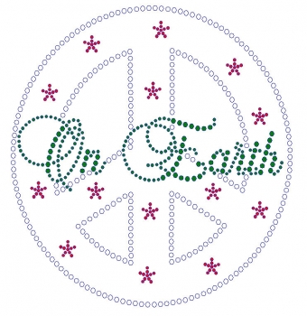 Peace On Earth rhinestone transfers large