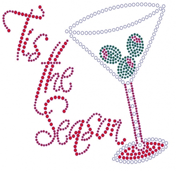 Tis the Season Martini Rhinestone Transfer