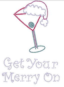 Get Your Merry On Rhinestone Transfer martini