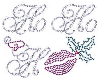 HO HO HO with Lips Rhinestone Transfer