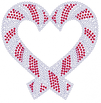 Candy Cane Heart Rhinestone Transfer