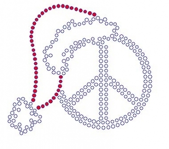 Santa hat with Peace Sign Rhinestone Transfer