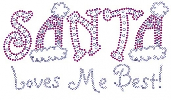 Santa Loves Me Best Rhinestone Transfer