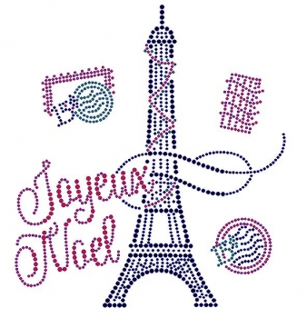 Paris Christmas Rhinestone Transfer
