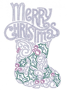 Merry Christmas Stocking Rhinestone Transfer