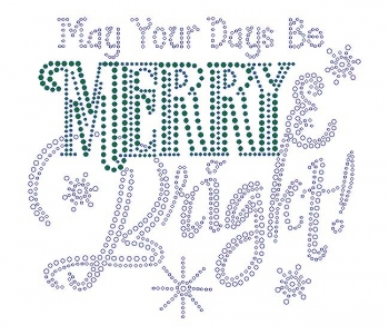 May Your Days be Merry & Bright Emerald Rhinestone Transfer