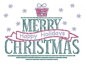 Merry Christmas - Happy Holidays Rhinestone Transfer