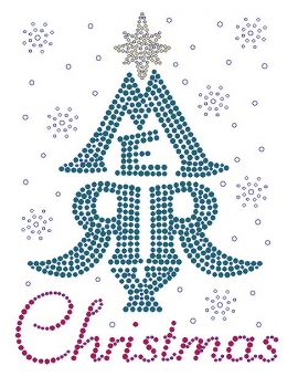 Merry Christmas Tree Rhinestone Transfer