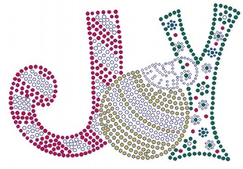 Joy with Ornament Rhinestone Transfer original