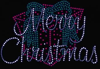 Merry Christmas with Present Rhinestone Transfer