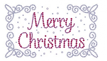 Merry Christmas with Swirls rhinestone transfers red