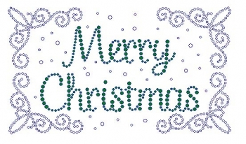 Merry Christmas with Swirls rhinestone transfers