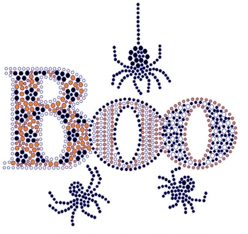 Boo with Spider Rhinestone Transfer