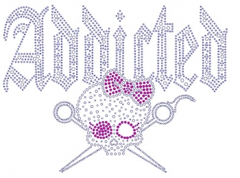 Addicted Skull and Scissors Rhinestone Transfers