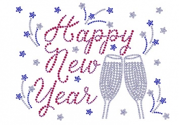 Happy New Year rhinestone transfers