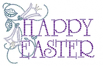 Happy Easter with Flowers Rhinestone Transfer