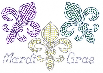 Mardi Gras  3 Fleur Rhinestone Transfer