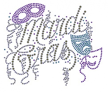 Mardi Gras With Mask Rhinestone Transfer