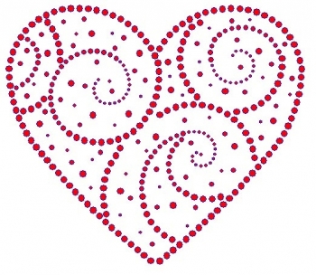 Heart with Scrolls Rhinestone Transfer