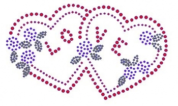 Two Heart Rhinestone Transfer