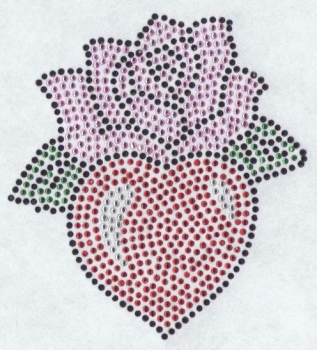 Small Rose Heart Rhinestone Transfer