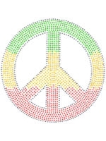 Peace Symbol 3 color rhinestones transfer